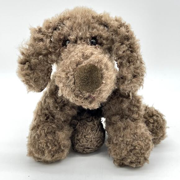Vintage Russ Berrie Scrambles 12” Plush Curly Retriever Puppy Dog Brown Scruffy - Picture 1 of 16